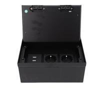 HELEVIA Boîte de Sortie de Plancher encastré Boîte à Eau, Kit à Douille Plate en Acier Inoxydable 4kw avec 2 Port 2 de Prong 2 USB, pour Marbre Noir