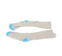 HELEVIA Chaussettes Chauffantes à Batterie Rechargeable, Chaussettes Thermiques d'hiver en Coton pour Le Ski en Plein Air, la Randonnée et la Chasse (Gris Clair et Bleu lac)