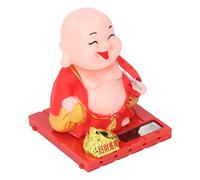 HELEVIA Décoration de Moine Solaire avec Figurine de Bouddha à Main (Rouge)