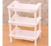 HELEVIA Étagère sur Pied de Salle de Bain à 3 Niveaux, Support de Rangement d'angle monté au Sol avec Support en PP Robuste pour Salle de Bain, Cuisine et Buanderie (Carré)