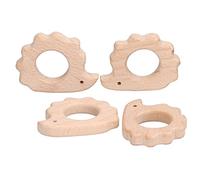 HELEVIA Jouets de Dentition en Bois de Hêtre, Pendentif de Dentition pour bébé en Forme de Hérisson 5 Pièces pour Bracelet de Collier à Faire Soi-même, avec Polie Naturelle