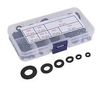 HELEVIA Kit D'assortiment de Rondelles Plates en Nylon, 250 Pièces, M2 M2.5 M3 M4 M5 M6 M8 Noir avec Boîte de Rangement pour Fixations Matérielles
