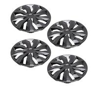 HELEVIA Lot de 4 enjoliveurs de rechange universels R15 pour voiture, camion, SUV, camionnette, avec design snap-fit, matériau ABS, résistants aux chocs, à l'usure, décoratifs, noirs