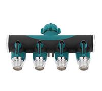 HELEVIA Répartiteur de Tuyau à 4 Voies, Contrôleur de Distribution D'eau à Valve Métallique, Entrée Plaquée Aluminium 3/4", Produit pour Pelouse de Jardin, Rotation Facile pour Système