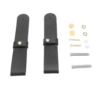 HELEVIA Supports de Tringle à Rideau en Cuir PU, 2 Pièces, Sangles à Boucle Montées avec Vis, Bouchons Muraux en Plastique, Crochet de Suspension de Poteau Boho, pour la Maison (Noire)