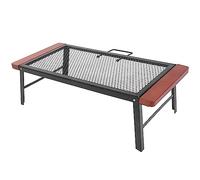 HELEVIA Table Pliante en de Fer, avec Poignée en Bois Réglable Anti-brûlure, pour la Maison, Le Camping, Le Barbecue, Le Pique-Nique