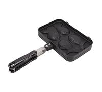 HELEVIA Taiyaki Cake Maker, Gaufrier en Forme de Poisson, 4 Plateaux Double Face Antiadhésif en Fonte D'aluminium Taiyaki Moule avec Poignée Anti-échaudage, pour la Pâte