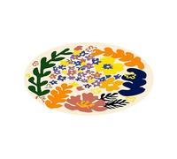 HELEVIA Tapis Rond Imitation Cachemire, Tapis imprimé pour Salon, canapé, Table Basse, avec de Sol Doux au Toucher 60 X 60 Cm (Motif Floral)