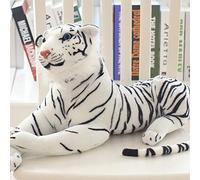 HELEVIA Tive en Peluche de Poupée Animale Tigre de 30 Cm, Tigre Réaliste et Mignon, Attention aux Détails, Oreiller à Lancer Doux, pour Les Filles d'anniversaire de Filles (Blanc)