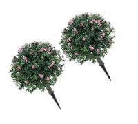 HELEVIA Topiaire de Buis Artificiel, Arbustes Artificiels D'extérieur Réalistes de 17,7 Pouces avec Piquets de Sol pour Décoration de Balcon de Porche de Jardin