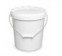 HELGUEFER Seau avec couvercle 25 l | Seau en plastique hermétique avec poignée métallique | Convient pour stocker des aliments | stockage de solides et liquides | 35 x 41 cm, blanc
