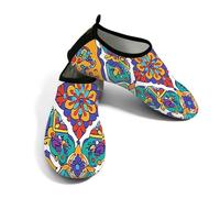 Helhappy Chaussures aquatiques pour homme et femme à séchage rapide | Coloré Mandala Rétro Classique Chic Tribe Style Léger Plage Natation Chaussures pour Piscine Rivière Bateau Yoga Marche