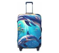 Helhappy Housse de protection pour valise de voyage, batterie de guitare, notes de musique, instrument de musique, lavable en élasthanne imprimé, 45,7 à 81,3 cm, Dauphin des récifs coralliens marins