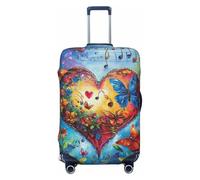 Helhappy Housse de protection pour valise de voyage, batterie de guitare, notes de musique, instrument de musique, lavable en élasthanne imprimé, 45,7 à 81,3 cm, cœur, S