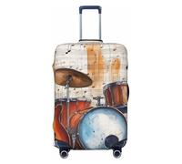 Helhappy Housse de protection pour valise de voyage, batterie de guitare, notes de musique, instrument de musique, lavable en élasthanne imprimé, 45,7 à 81,3 cm, Instrument de musique., M