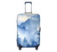 Helhappy Housse de protection pour valise de voyage, bleu mer, île, bleu ciel, lavable, imprimé élasthanne, housse de bagage élastique 45,7 à 81,3 cm, Peinture à l'encre bleue, XL