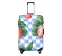 Helhappy Housse de protection pour valise de voyage, encre rose soleil, impression abstraite, lavable, élasthanne, housse de bagage élastique 45,7 à 81,3 cm, Grille bleue fraise, L