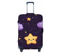 Helhappy Housse de protection pour valise de voyage - Motif pépites de chocolat - Lavable - Spandex - 45,7 à 81,3 cm, Dessin animé étoiles nuages violet, L