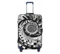 Helhappy Housse de protection pour valise de voyage, noir et blanc, motifs irréguliers, lavable en élasthanne, élastique, 45,7 à 81,3 cm, Vortex noir abstrait piano, XL