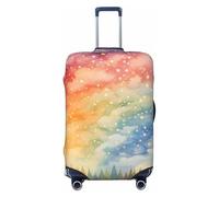 Helhappy Housse de protection pour valise, motif vortex arc-en-ciel, coloré, lavable, en élasthanne, élastique, 45,7 à 81,3 cm, Arbres étoiles arc-en-ciel dans la forêt, XL