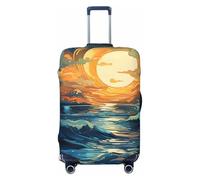 Helhappy Housse de protection pour valise, motif vortex rouge abstrait, lavable, en élasthanne, élastique, 45,7 à 81,3 cm, Abstrait Océan Lune, XL