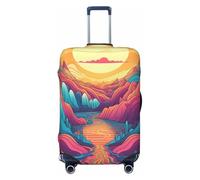 Helhappy Housse de protection pour valise, motif vortex rouge abstrait, lavable, en élasthanne, élastique, 45,7 à 81,3 cm, Peinture abstraite de montagnes, M
