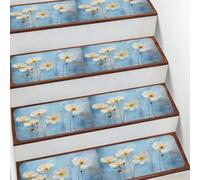 Helhappy Lot de 10 tapis d'escalier antidérapants de 19,8 x 76,2 cm, motif floral aquarelle, fleurs sauvages, fleurs sauvages, tapis d'escalier d'intérieur pour enfants, personnes âgées et animaux