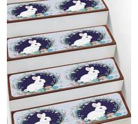 Helhappy Lot de 15 tapis d'escalier antidérapants 19,8 x 76,2 cm, lapin dans une couronne de fleurs, œuf de Pâques, escalier d'intérieur pour enfants, personnes âgées et animaux de compagnie