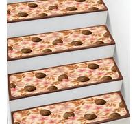 Helhappy Lot de 15 tapis d'escalier antidérapants - 19,8 x 76,2 cm - Œufs de Pâques - Fleurs - Doux - Pour enfants, personnes âgées et animaux domestiques