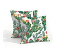 Helhappy Lot de 2 housses de coussin carrées imperméables pour extérieur, cactus tropicaux, cactus succulents, fleurs du désert, plante verte pour terrasse, jardin, canapé, 40,6 x 40,6 cm