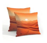 Helhappy Lot de 2 housses de coussin carrées imperméables pour extérieur, terrasse, jardin, canapé, 45,7 x 45,7 cm, motif soleil du désert