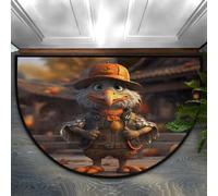 Helhappy Paillasson demi-rond 58,4 x 91,4 cm, Cool Mr. Turkey pour Thanksgiving, tapis d'intérieur antidérapant pour cuisine, chambre à coucher, salle de bain, cheminée