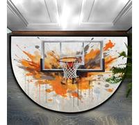 Helhappy Paillasson demi-rond 58,4 x 91,4 cm, motif cerceau de basket-ball aquarelle, tapis d'intérieur antidérapant pour cuisine, chambre à coucher, salle de bain, cheminée