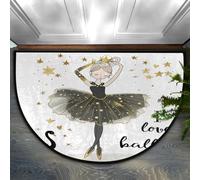 Helhappy Paillasson demi-rond 58,4 x 91,4 cm, motif danseuse de ballet antidérapant, tapis d'intérieur pour cuisine, chambre à coucher, salle de bain, cheminée