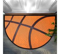 Helhappy Paillasson demi-rond 58,4 x 91,4 cm, texture basket-ball, tapis d'intérieur antidérapant pour cuisine, chambre à coucher, salle de bain, cheminée