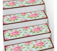 Helhappy Tapis d'escalier antidérapant 19,8 x 76,2 cm, fleurs roses roses, tapis d'escalier d'intérieur doux pour enfants, personnes âgées et animaux domestiques