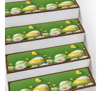 Helhappy Tapis d'escalier antidérapant 19,8 x 76,2 cm, œufs de Pâques, fleurs printanières, tapis d'escalier d'intérieur doux pour enfants, personnes âgées et animaux domestiques