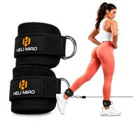 HELI MIAO Chevillères de fitness avec cordon de serrage, sangles de cheville, manchettes réglables avec double anneaux en D et support en néoprène