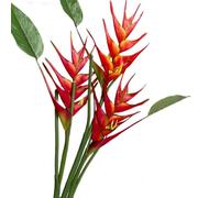 Héliconia Lot de 3 fleurs artificielles en forme d'oiseau de paradis, 63,5 cm de hauteur, rouge/orange, pour décoration de maison/bureau (rouge)