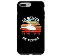 Helicopter Funny Pilot Gift I'd Rather Be Flying Retro Coque pour iPhone 7 Plus/8 Plus