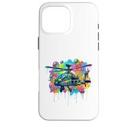 Helicopter Graffiti Drip Style Trendy for Pilot Kids Teens Coque pour iPhone 16 Pro Max