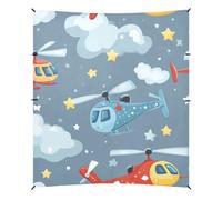 Helicopter Stars Cloud Silver Beach Cabana UPF50+ Protection Imperméable Grand pare-soleil avec poteaux robustes, sacs de sable et pelle pour camping, pique-niques, arrière-cour