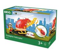 Hélicoptère des Pompiers BRIO World - Circuit de train en bois aimanté - Rouge et Jaune - Mixte dès 3 ans