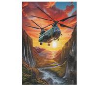 Hélicoptère Puzzles Adulte 1000 Pieces Cadeau Famille Puzzle Classique 3D EnfantsJouet en Bois Cadeau Unique （78×53cm）