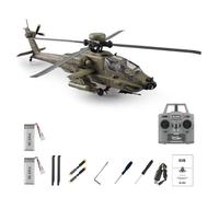 Hélicoptère radiocommandé C170 AH-64D échelle 1/48 2.4 GHz 6 canaux sans barre de stabilisation avec positionnement par flux optique maintien d'altitude (TOF) 2 batteries - Prêt à voler(Green)