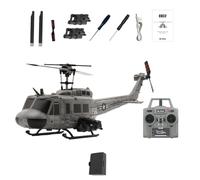 Hélicoptère RC C032 UH-1 Huey Échelle 1/48 - Hélicoptère Cascade 6CH Sans Aileron avec Gyro, Positionnement Optique, TOF, Moteur Brushless, 13 min de Vol, Gris, pour Adultes et Fans RC(1 Batterie)