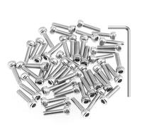 HELIFOUNER Lot de 100 vis à tête cylindrique à tête hexagonale en acier inoxydable 304 (18-8), M3 x 12 mm, pas de filetage 0,5 mm, entièrement filetées