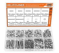HELIFOUNER Lot de 540 vis à tête hexagonale M3 x 6 mm/8 mm/12 mm/16 mm/20 mm/25 mm/30 mm, vis à tête hexagonale en acier inoxydable 304