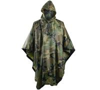 HELIKON HOODED RIPSTOP IMPERMÉABLE PONCHO MILITAIRE ARMÉE FESTIVAL CAMO WOODLAND