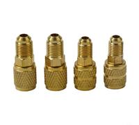 Helilyco Adaptateur secteur étanche 5/16 vers 1/4 pour R410a | Convertit 5/16 pour SAE en 1/4 pour SAE, compatible avec les systèmes R410a/R32, construction en laiton, ensemble de 4 pièces